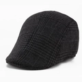 Classic dark grey plaid ivy cap for men with premium textured wool blend fabric - One Size 57-58cm / Large Check Dark Grey