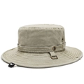 Khaki Boonie Hat Outdoor Sonnenhut mit Belüftungsösen und verstellbarem Kinnriemen - Einheitsgröße / Khaki