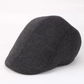 Detail shot of heavy grey herringbone weave fabric on a classic winter flat cap - One Size 57-58cm / Herringbone Dark Grey