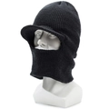 Winter black knit balaclava with brim, full head and neck protection for outdoor skiing - Elastic 57-59cm / Gray
