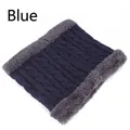 Cache-col tricoté pour l'hiver en bleu marine avec doublure polaire et motif torsadé - Taille unique / Bleu