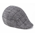 Close-up of houndstooth plaid wool fabric texture on a vintage autumn flat cap - One Size 57-58cm / New Plaid Light Grey