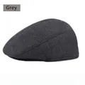 Close-up of grey wool blend newsboy cap showing detailed thick fabric texture - 57cm / Gray