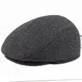 Detail of grey twilled newsboy cap for men showing textured fabric and curved side profile - Twill Light Grey