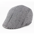 Classic houndstooth duckbill cap for men with premium textured weave in black and white - One Size 57-58cm / Black & White Houndstooth