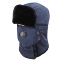 Winter trapper hat with fleece lining, windproof face mask and earflaps for extreme cold - One Size 58cm / Blue