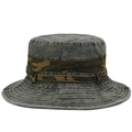 Outdoor washed dark grey wide brim sun hat with camouflage trim and vent holes - One Size 58cm / Army Green (Camo Band)