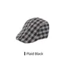 Macro detail of the black plaid fabric texture on a winter flat cap for men - One Size 57-58cm / Textured Plaid Black