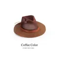 Chapeau de paille café pour hommes avec large bord et couronne en maille respirante - Taille Unique 58cm / café