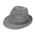 Chapeau fedora gris respirant pour homme avec motif en résille et ruban décoratif - Taille Unique 58cm / Gris