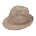 Chapeau Fedora respirant en tricot ajouré kaki clair pour homme, protection solaire - Taille Unique 58cm / Khaki