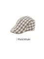 Classic plaid khaki flat cap for men featuring a vintage wool blend texture - One Size 57-58cm / Textured Plaid Khaki