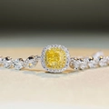 Élégant collier en argent S925 avec pendentif diamant jaune taille coussin et pavé - Bracelet-SL013 / Argent 925 / Jaune