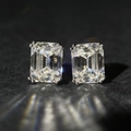 Elegant emerald cut moissanite stud earrings in S925 silver with four-prong setting - 925 Silver / Moissanite 4CTx2 (MS096)