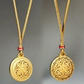 Exquisito collar con colgante de filigrana chapado en oro con detalles en rojo - Dorado (XL298-T)