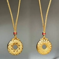 Pendentifs boussole en or avec motifs traditionnels de nuages et de fleurs sculptés - Style Ruyi Nuage de Bon Augure (XL293-T)
