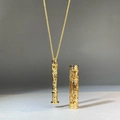 Goldenes Filigran-Zylinder-Halsketten-Anhänger mit religiöser Buddha-Gravur und Hohlmuster - Halskette (XL310-T)
