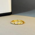 Macro detail of gold bamboo joint ring with brushed texture and tiny inlaid diamonds - US 5 / Gold (CBJZ522)