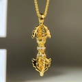 Squisita collana con ciondolo Vajra placcata in oro 18K con accenti di diamanti lucidi - Stile Vajra Oro (XL307-T)