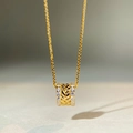 Elegant gold S925 sterling silver wheat ear necklace with sparkling zircon pendant - 925 Silver / Gold