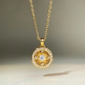 Collana con ciondolo a bussola placcata oro 18K e design con cristalli a raggiera - Oro (XL300-T)