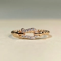 Anillo de herradura en plata 925 con baño de oro rosa de 18K y pavé de circonitas blancas - US 5 / Estilo Oro Rosa con Hebilla de Herradura (CBJZ538) / Oro rosa
