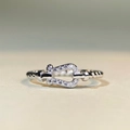 Anillo de herradura en plata de ley con pavé de circonitas y banda de cuerda trenzada - US 5 / Estilo Plateado con Hebilla de Herradura (CBJZ537) / Plateado