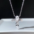 925 Silber Iris-Blütenkette mit birnenförmigen Edelsteinen und Zirkon-Anhängern - Silberner Stil (XL336)