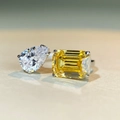 Adjustable 925 silver Toi et Moi ring with pear-cut white and radiant-cut yellow zircon - Adjustable Open Design / Yellow Stone (CBJZ378)