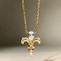 Iris-Halskette aus 925er Silber vergoldet mit Birnen- und Herz-Zirkonia-Steinen - Goldener Stil (XL337)