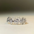 Poliertes S925 Silberring mit Vintage-Iris-Blumenmuster und hochwertiger Vergoldung - US 5 / Silber (CBJZ546)