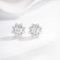 Orecchini a lobo girasole in argento sterling S925 con pietre trasparenti brillanti - Argento 925 / Moissanite Bianca (ED047)