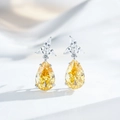 Orecchini di lusso in argento 925 con pietre di zirconia gialla a forma di pera - Argento 925 / Giallo (ED049)