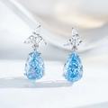 Orecchini a goccia in argento 925 con grandi pietre azzurre e dettagli in zircone - Argento 925 / Blu (ED051)