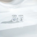 Orecchini a perno classici in argento S925 con pietre gialle taglio radiant scintillanti - Argento 925 / Strass Bianco (ED201)