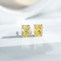 Orecchini classici in argento S925 con pietre gialle taglio radiant e montatura a quattro griffe - Argento 925 / Strass Giallo (ED202)
