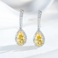 Eleganti orecchini in argento S925 a goccia con pietra gialla taglio radiant - Argento 925 / Giallo