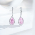 Orecchini a goccia in argento S925 con gemma rosa a forma di pera e castone halo - Argento 925 / Rosa