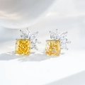 Orecchini a lobo in argento S925 con pietre gialle taglio cushion e dettagli marquise - Stile Pietra Gialla Taglio Ghiaccio (ED064) / Giallo