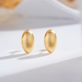 Handcrafted brushed 24K gold-plated oval stud earrings with minimalist matte finish texture - Oval (ED214-T)