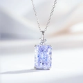 Collar de lujo en plata S925 con colgante de piedra azul de corte radiante - Plata 925 / Púrpura Lavanda (XL155)
