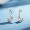S925 sterling zilveren holle vlinder oorbellen met dubbellaags filigraan design - 925 zilver / Zilver