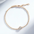 Dettaglio del bracciale in argento S925 con zircone rotondo e chiusura a moschettone regolabile - Argento 925 / Oro Rosa Champagne