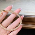 Elegante pulsera de malla dorada con cristales brillantes y diseño vintage minimalista - Plata 925 / Dorado Circonita Blanca