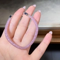 Detalle de pulsera de malla con cristales rosas, cierre de plata y cadena ajustable - Plata 925 / Plateado/Circonita Rosa