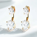 Dettaglio di orecchini placcati oro champagne con doppia pietra ovale su base di pietra - Argento 925 / Oro rosa (ED204)