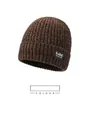 Men's winter coffee brown chenille knit beanie with thick fleece lining and classic patch - Elastic 56-59cm / Class Style (Class Coffee) / Coffee