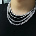 Set of four silver tennis chains with round brilliant moissanite in varying widths - 4mm Rhinestone (XL139) / 24 Inch (61cm)