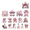 Pink Rose PET retro stickers featuring Victorian princess and castle illustrations - Pink Rose