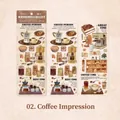 Retro Kaffee PET Deko Aufkleber Set für Scrapbooking und Journaling 4 Stück - Kaffee Impression